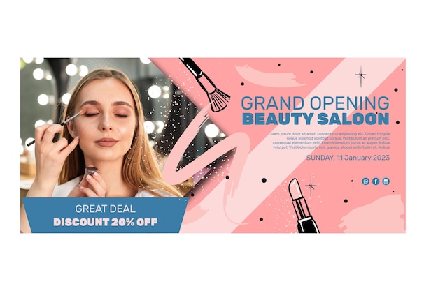 Free vector beauty salon horizontal banner template