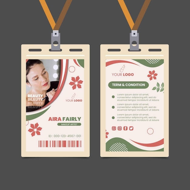 Free vector beauty salon id card template design