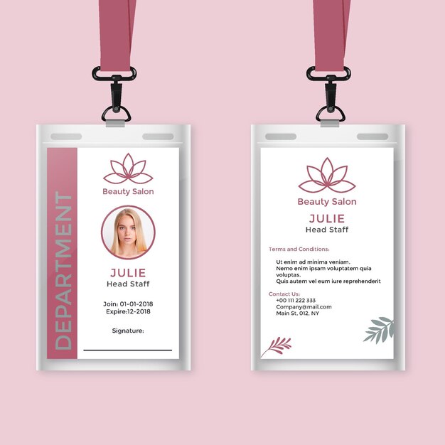 Beauty salon id card template