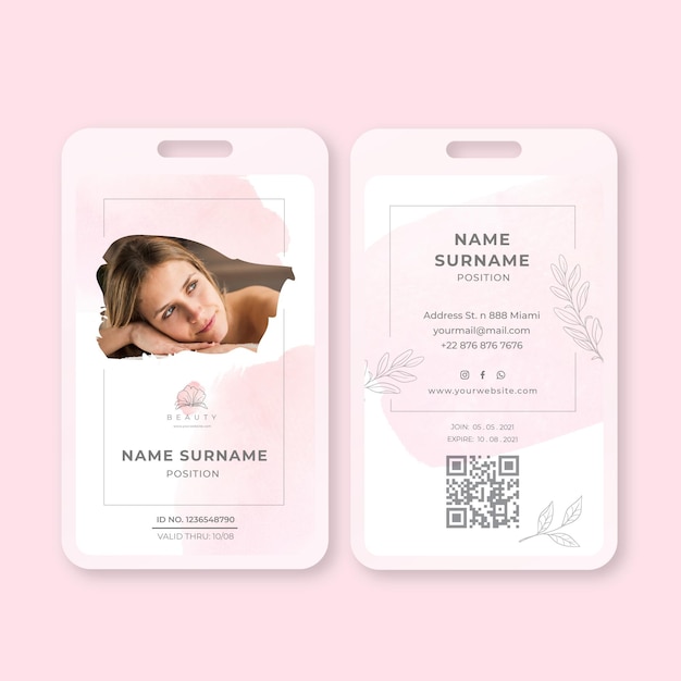 Free vector beauty salon id card template