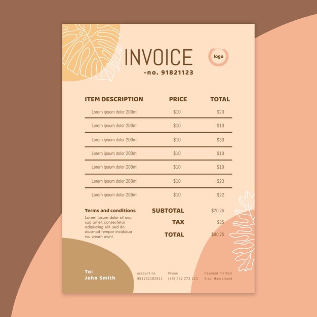 Beauty salon invoice template