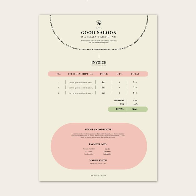 Beauty salon invoice template
