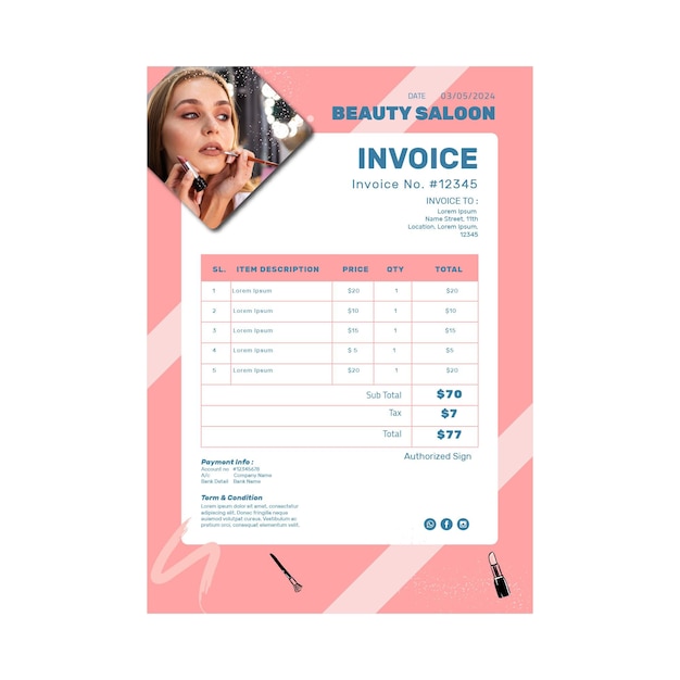 Free vector beauty salon invoice