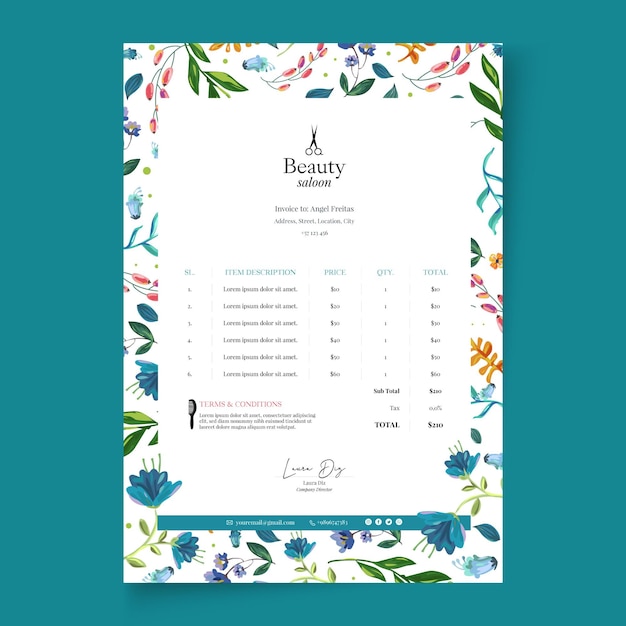 Beauty salon invoice