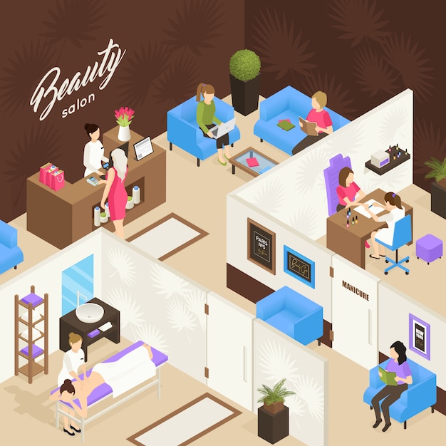 Beauty Salon Isometric Design Concept 