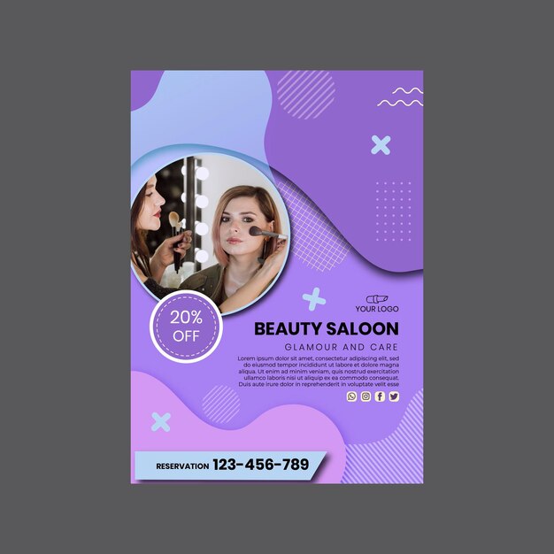 Beauty salon poster print template