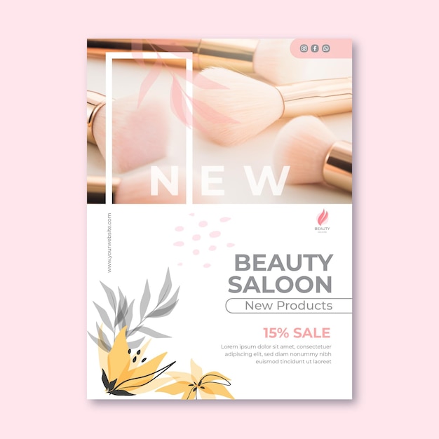 Free vector beauty salon poster template with discount