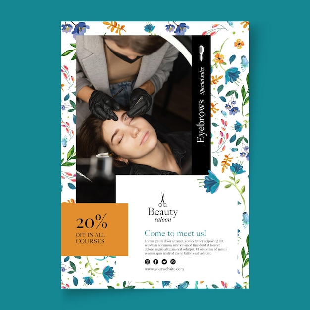 Free vector beauty salon poster with discount