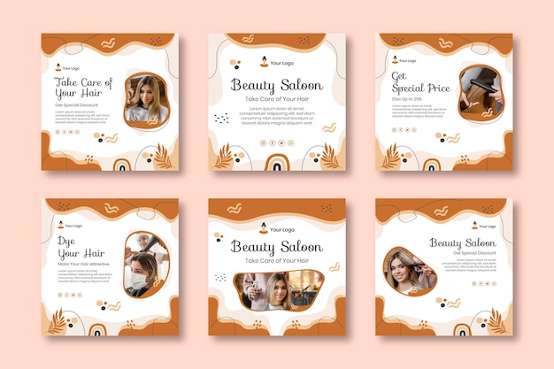 Free vector beauty salon posts template