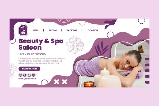 Free vector beauty salon reservation landing page