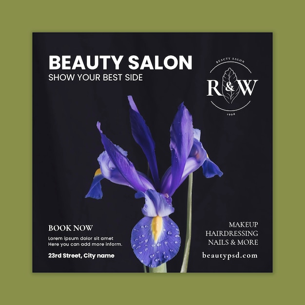 Beauty salon squared flyer template