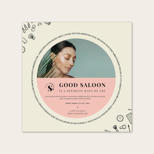 Free vector beauty salon squared flyer