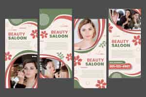 Free vector beauty salon stories template design