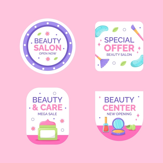 Free vector beauty salon therapy labels template