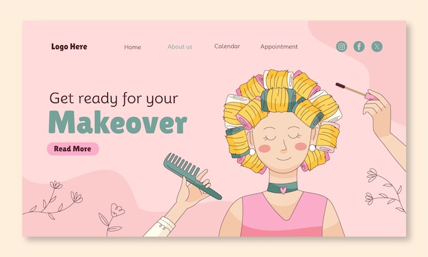 Beauty salon therapy landing page template