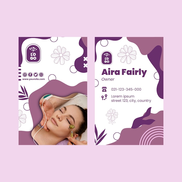 Beauty salon vertical business card template