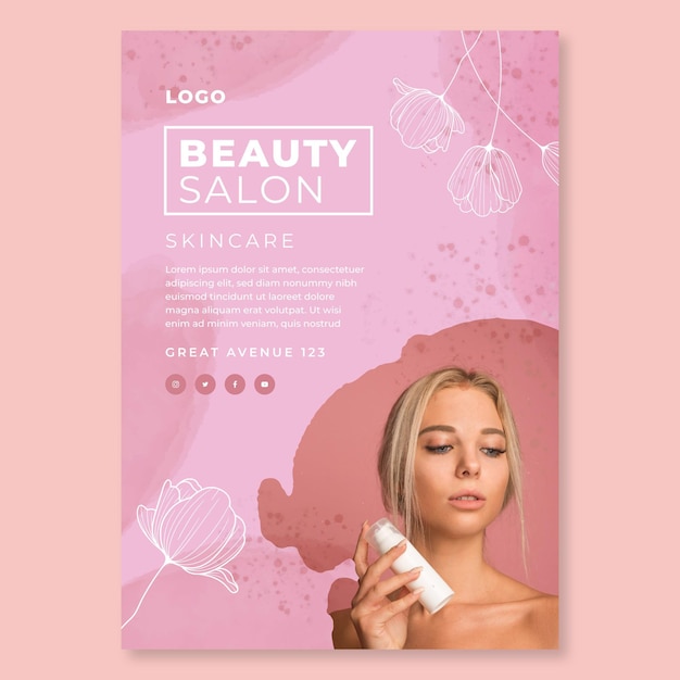 beauty salon vertical flyer template