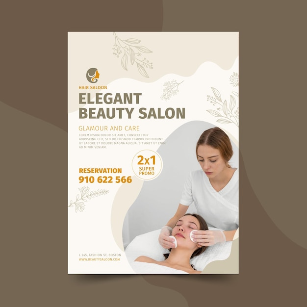 Beauty salon vertical flyer template