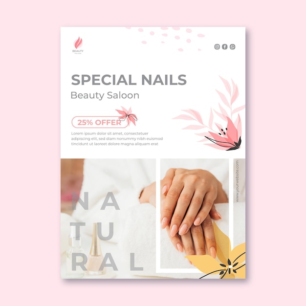 Beauty salon vertical flyer template