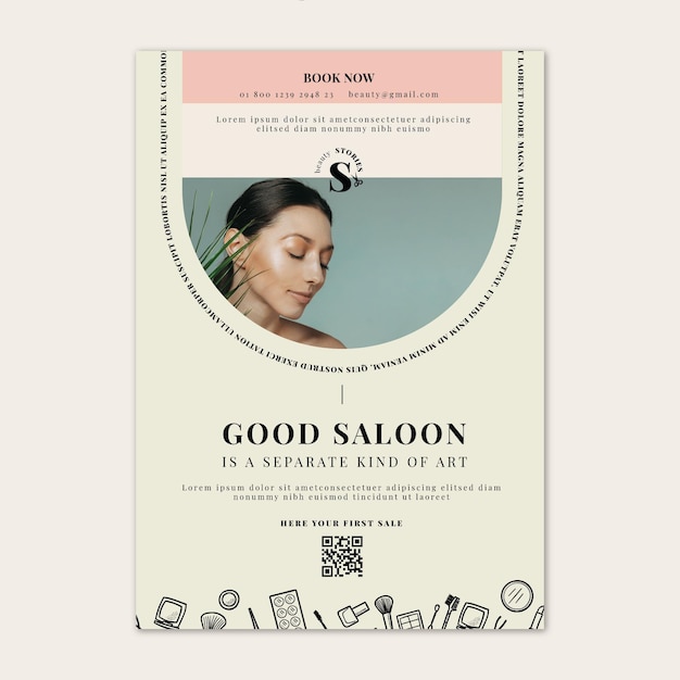 Free vector beauty salon vertical flyer