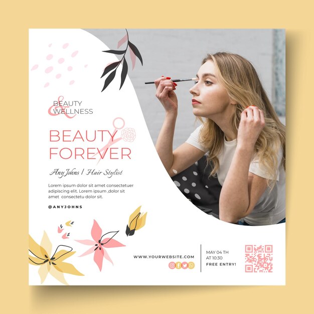 Beauty saloon flyer square template