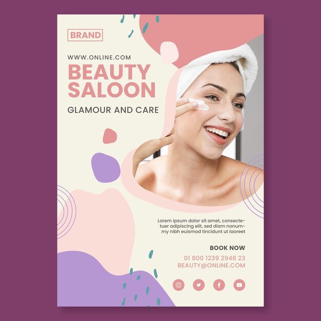 Free vector beauty saloon flyer vertical