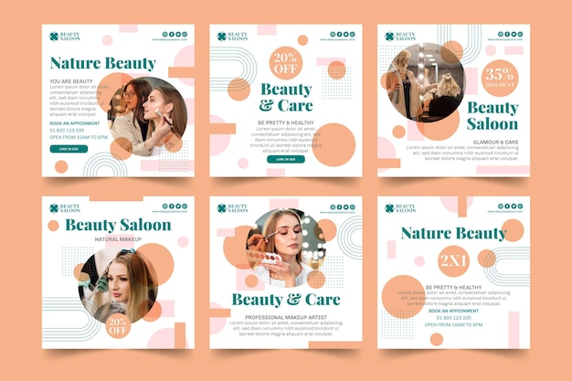 Beauty saloon instagram posts template