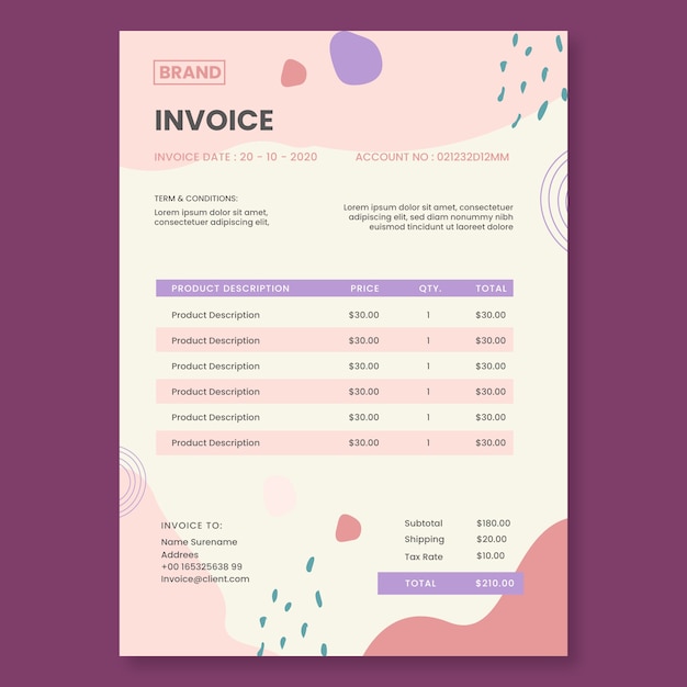 Beauty saloon invoice template