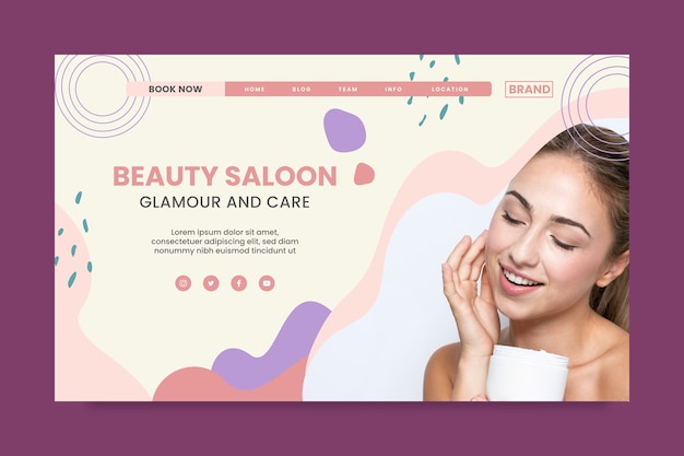 Free vector beauty saloon landing page