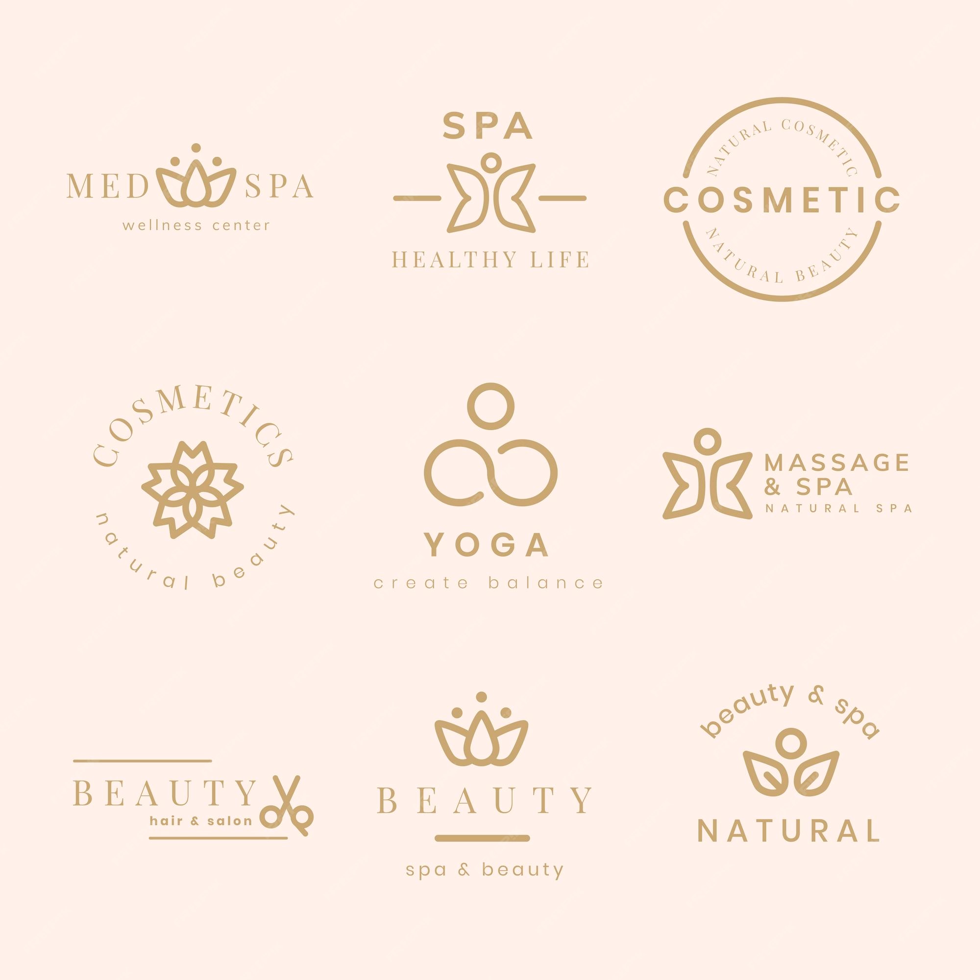 Free Vector | Beauty spa logo, creative modern design vector set