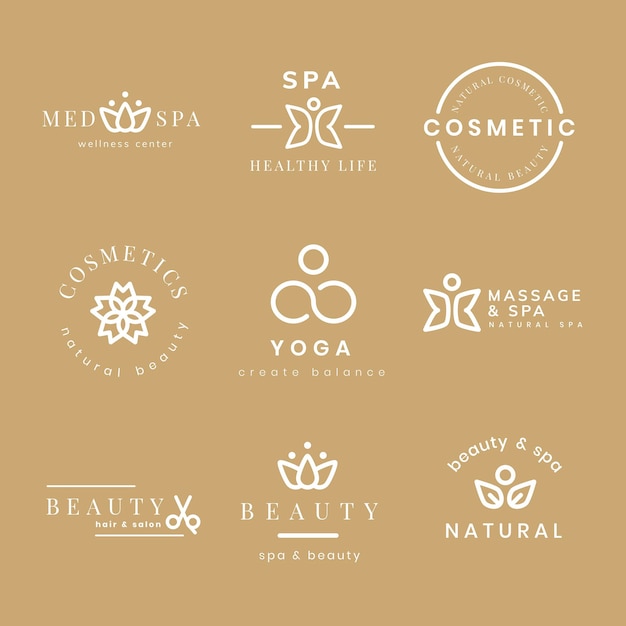 Vettore gratuito logo della spa di bellezza, set di vettori dal design moderno e creativo