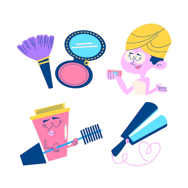 Free vector beauty stickers sticker set