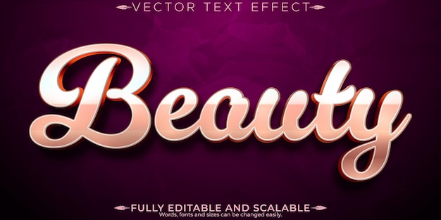 Free vector beauty text effect editable beautiful and love customizable font style