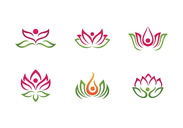 Красота вектор цветы лотоса дизайн логотипа значок шаблона