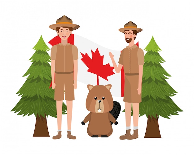 Beaver animal and ranger of canada