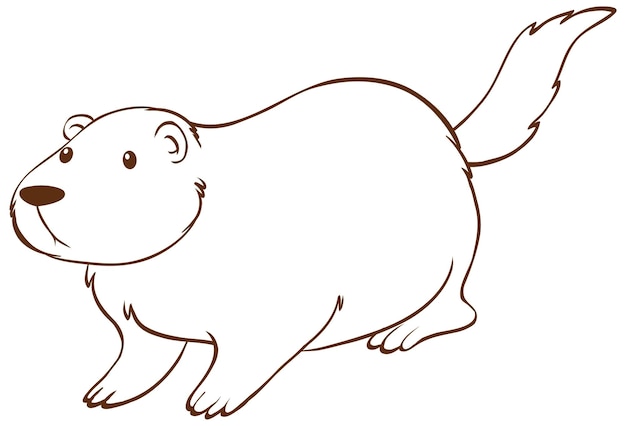 Free vector beaver in doodle simple style on white background