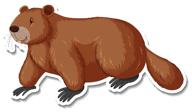 Free vector beaver wild animal cartoon sticker