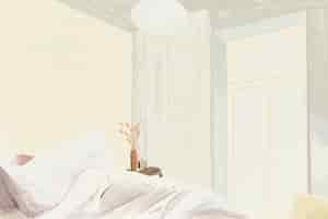 Free vector bedroom background color pencil illustration