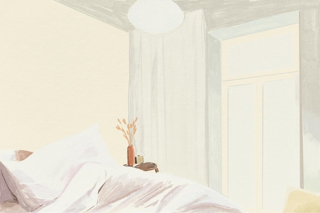 寝室の背景色鉛筆イラスト