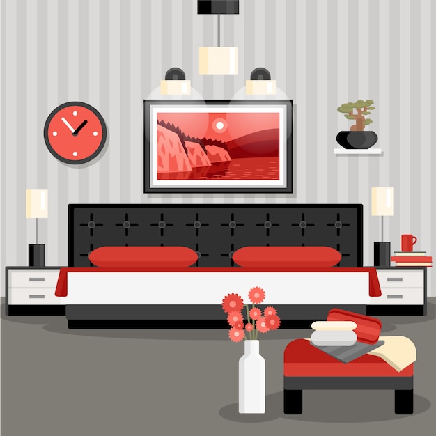 Бесплатное векторное изображение Концепция дизайна спальни