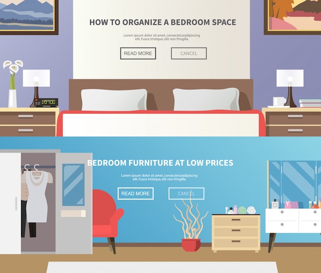 Free vector bedroom furniture banner