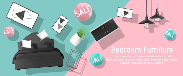 Bedroom furniture sale ad banner template