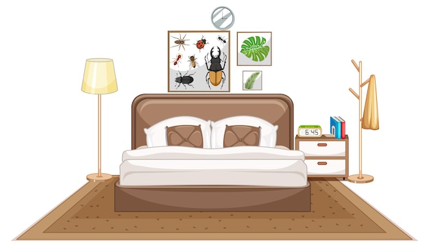 Бесплатное векторное изображение Мебель для спальни на белом фоне