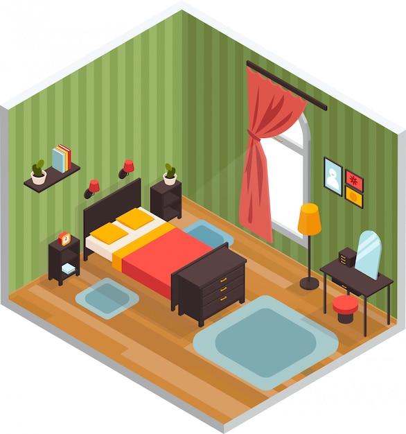 Free vector bedroom interior concept