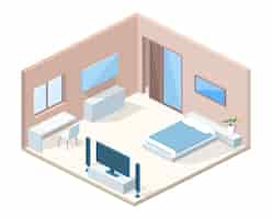 Free vector bedroom interior cross section illustration