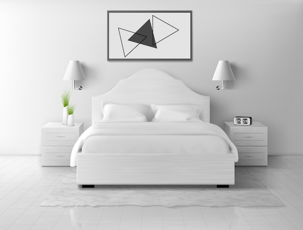 Free vector bedroom interior, home or hotel empty apartment