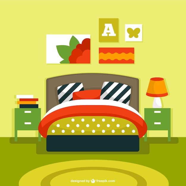 Bedroom interior vector