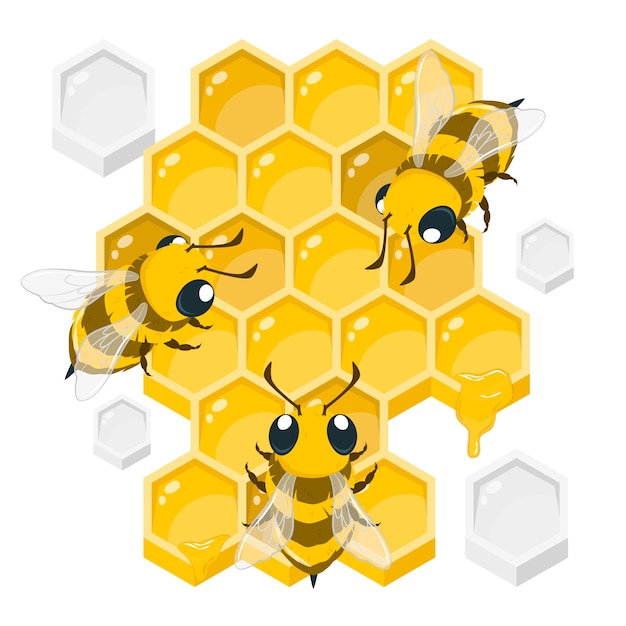 Free Vector  Bee honeycomb concept illustration