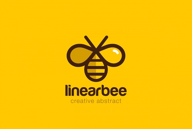 無料ベクター 蜂のロゴ線形ベクトルアイコン。