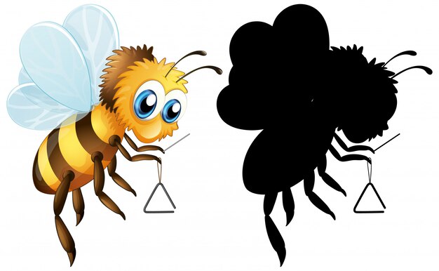 Free Vector bee with triangle musical instrument